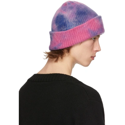 THE ELDER STATESMAN SSENSE 独家发售粉色 AND 蓝色 HOT DYE WATCHMAN 羊绒毛线帽