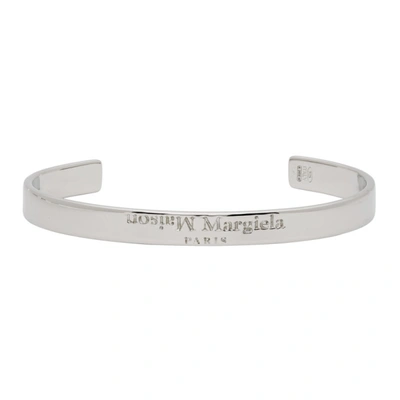 Shop Maison Margiela Silver Polished Bangle Bracelet In 951 Silver