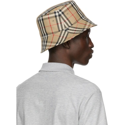 Shop Burberry Beige Check Bucket Hat In Archive Bei