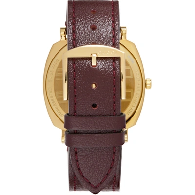 Shop Gucci Gold & Brown Grip Watch
