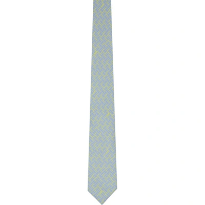 Shop Dunhill Blue & Yellow Silk Abstract Signature Tie In 441 Blue