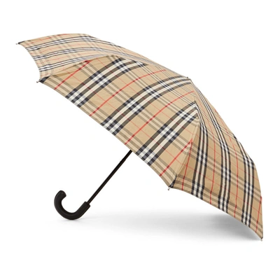 Shop Burberry Beige Check Trafalgar Umbrella In Archive Bei