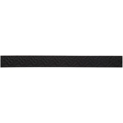 Shop Burberry Black Leather Monogram Tb Belt