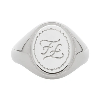 Shop Fendi Silver Karligraphy Signet Ring In F0th0 Palla