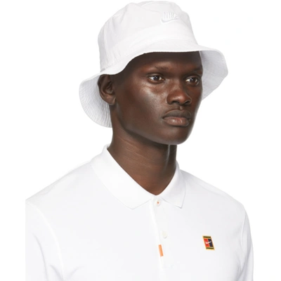Shop Nike White Washed Nsw Bucket Hat In 100 White
