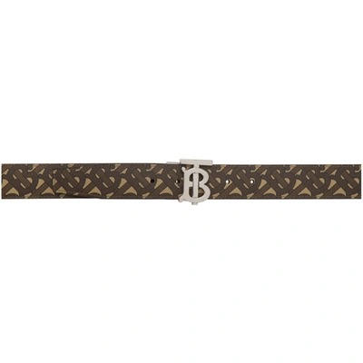 Shop Burberry Reversible Brown E-canvas Monogram Tb Belt In Bridle Brow