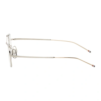 Shop Thom Browne Silver And Gold Square Tb909 Glasses In Slvwhtgld
