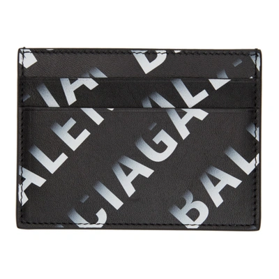 Shop Balenciaga Black & White Gradient Logo Cash Card Holder In 1160 Black/