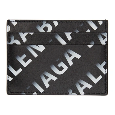 Shop Balenciaga Black & White Gradient Logo Cash Card Holder In 1160 Black/
