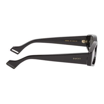 Shop Gucci Black Rectangular Sunglasses In 002 Black