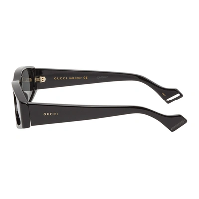 Shop Gucci Black Rectangular Sunglasses In 002 Black