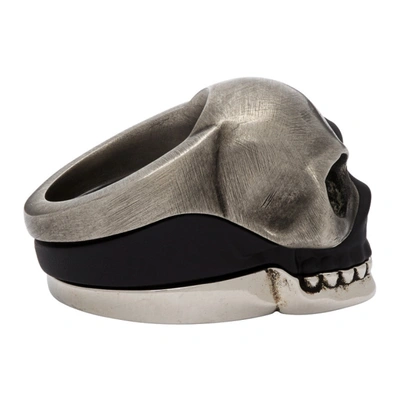 ALEXANDER MCQUEEN 银色 AND 黑色 DIVIDED SKULL 戒指套组