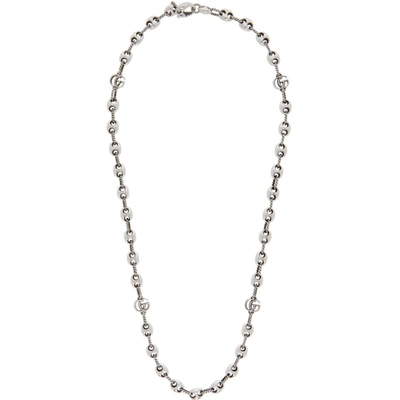 Shop Gucci Silver Double G Marmont Long Necklace In 0701 Silver