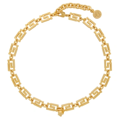 Shop Versace Gold Grecamania Necklace In D00h Gold