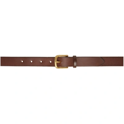 Shop Maximum Henry Brown & Gold Slim Standard Belt In Dark Brown