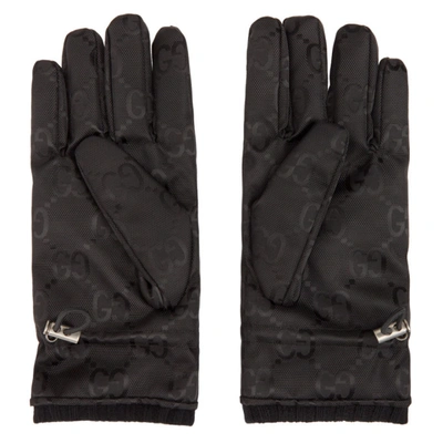Shop Gucci Black Gg Monogram Gloves In 1060 Black