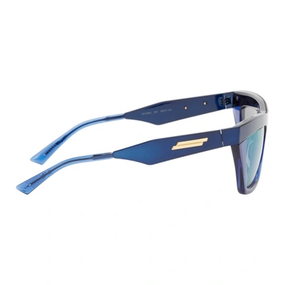 Shop Bottega Veneta Blue Rectangular Sunglasses In 403 Blue