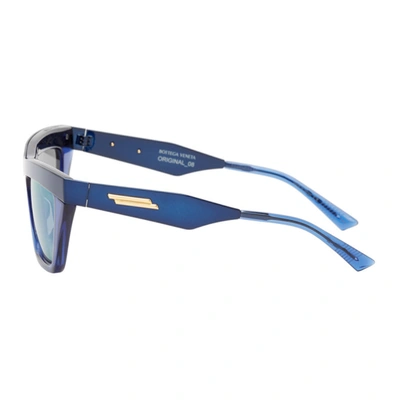Shop Bottega Veneta Blue Rectangular Sunglasses In 403 Blue