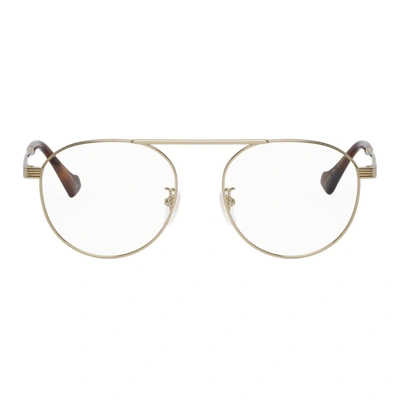 Shop Gucci Gold Aviator Glasses In 004 Gold