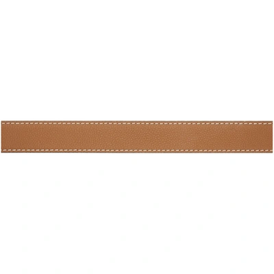 Shop Loewe Brown Contrast Stitch Anagram Belt In 2935tan/bla