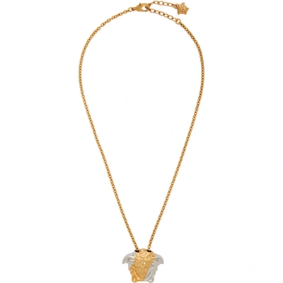 Shop Versace Gold & Silver Palazzo Dia Necklace In Kvop Gldsil