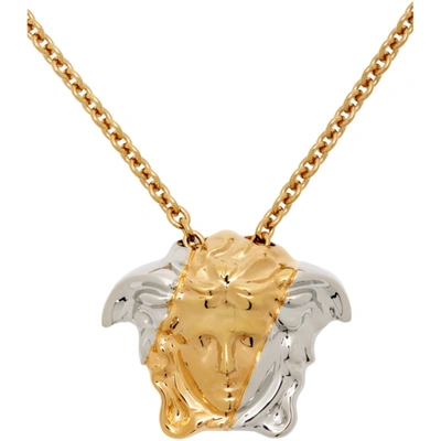 Shop Versace Gold & Silver Palazzo Dia Necklace In Kvop Gldsil