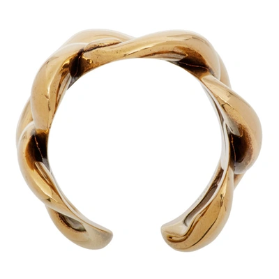 Shop Alexander Mcqueen Gold Chain & Skull Ring In 0448 Mcq0977 Oro O.b