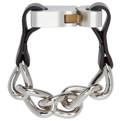 Shop Alyx Silver Buckle Bracelet In Mty0001 Blk