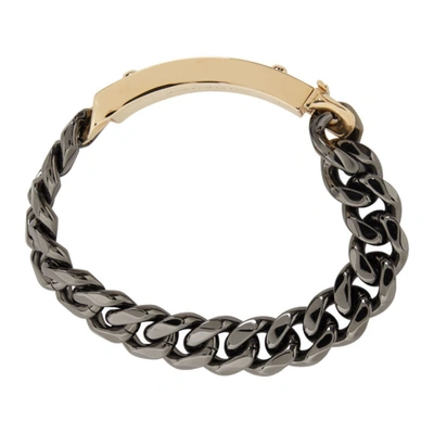 Shop Alexander Mcqueen Gunmetal & Gold Identity Chain Bracelet In 8670 Bras