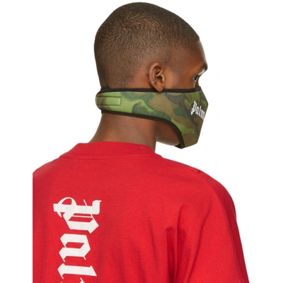 Shop Palm Angels Green Camo Logo Mask In Military Wh