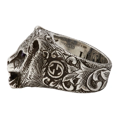 Shop Gucci Silver Feline Garden Ring