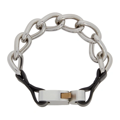 Shop Alyx Silver Buckle Bracelet In Blk0001 Bla