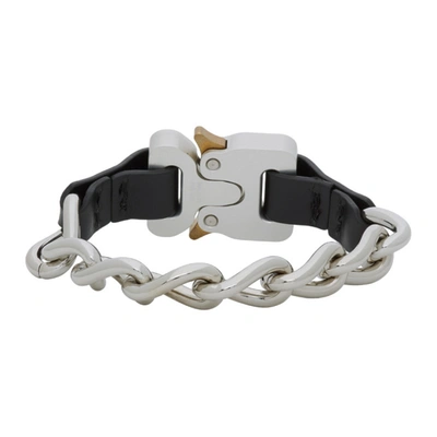 Shop Alyx Silver Buckle Bracelet In Blk0001 Bla