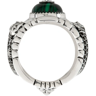 Shop Gucci Silver And Green  Garden Ring In 4401 Silver