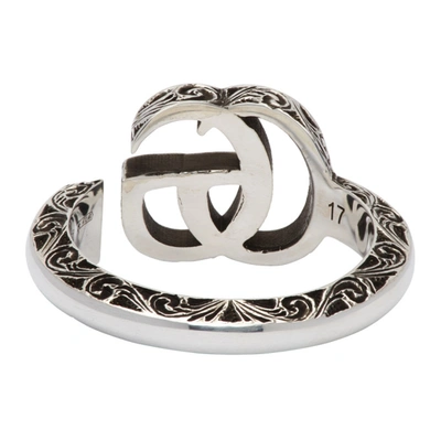 Shop Gucci Silver Double G Marmont Ring In 0701 Silver