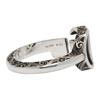 Shop Gucci Silver Double G Marmont Ring In 0701 Silver