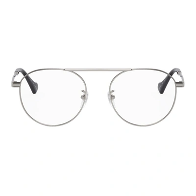 Shop Gucci Silver Aviator Glasses In 001 Silver