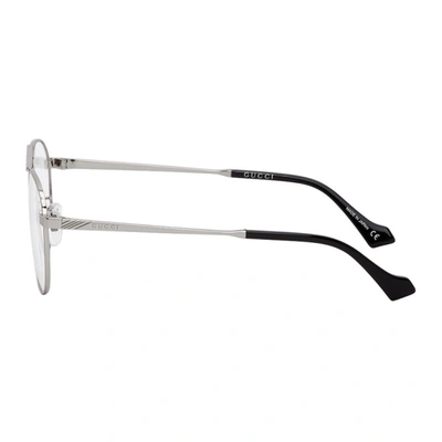 Shop Gucci Silver Aviator Glasses In 001 Silver