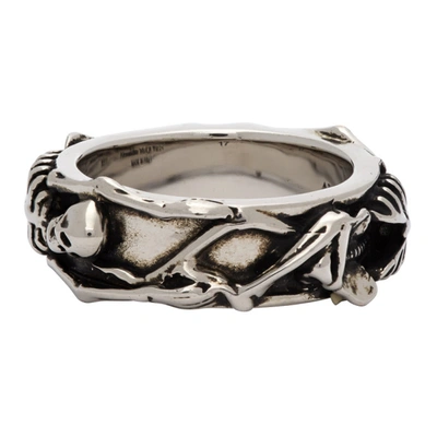 Shop Alexander Mcqueen Silver Dancing Skeleton Ring In 0446 Mcq0911sil.v.b