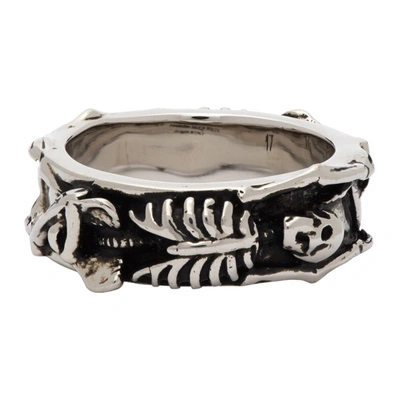 Shop Alexander Mcqueen Silver Dancing Skeleton Ring In 0446 Mcq0911sil.v.b