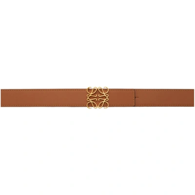 Shop Loewe Reversible Tan & Black Anagram Belt In 2544 Tan/bl