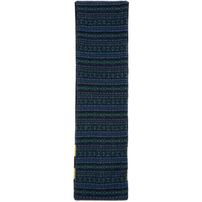 Shop Beams Reversible Wool Jacquard Stole Scarf In 79 Navy
