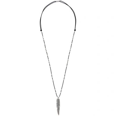 Shop Isabel Marant Black & Silver Feather Necklace In Silver 08si