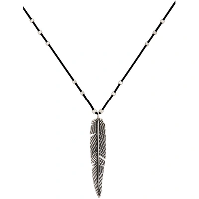 Shop Isabel Marant Black & Silver Feather Necklace In Silver 08si