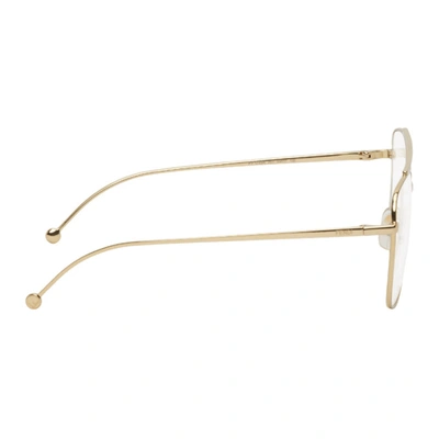 Shop Fendi Gold Aviator Glasses In 0j5g Gold