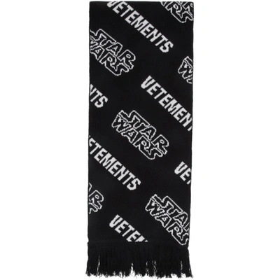 Shop Vetements Black & White Star Wars Edition All Over Logo Scarf