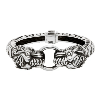 Shop Gucci Silver Garden Tiger Bracelet In 0701 Silvr