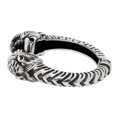 Shop Gucci Silver Garden Tiger Bracelet In 0701 Silvr