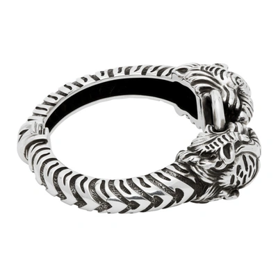 Shop Gucci Silver Garden Tiger Bracelet In 0701 Silvr