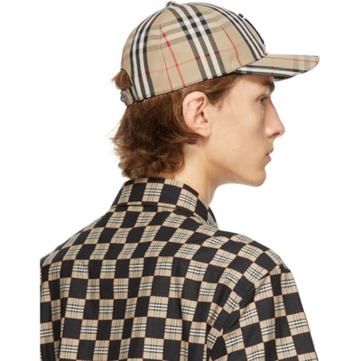 Shop Burberry Beige Vintage Check Tb Baseball Cap In Beige A7028